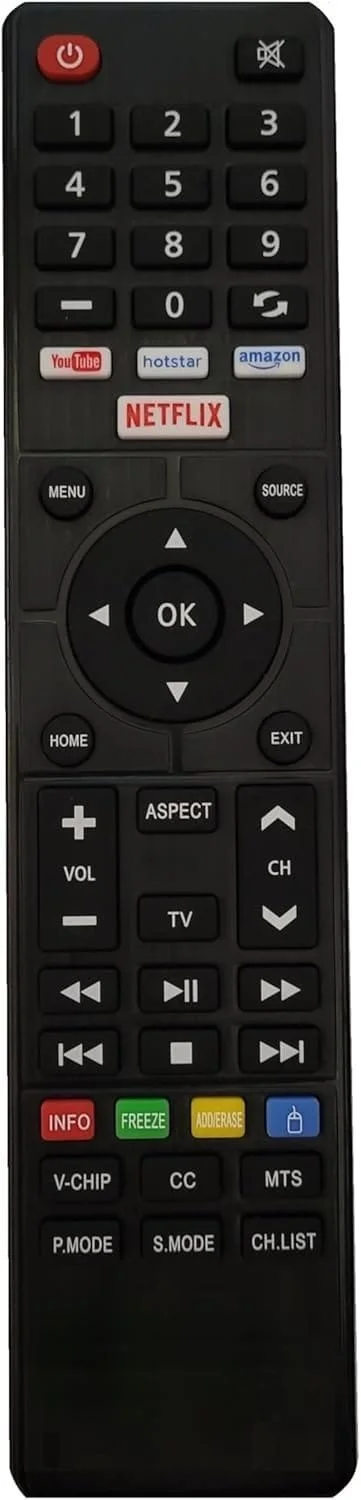 VEV Orpel Smart TV Remote Compatiable For Orpel Smart TV With YouTube, Hotstar, amazon, Netflix Function (BLACK)