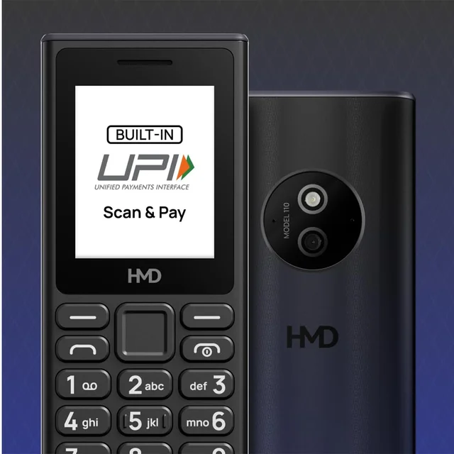 HMD 110 Keypad Phone with Built-in Scan & Pay UPI App, Rear Camera, Long-Lasting Battery, Wireless FM Radio (Black)
