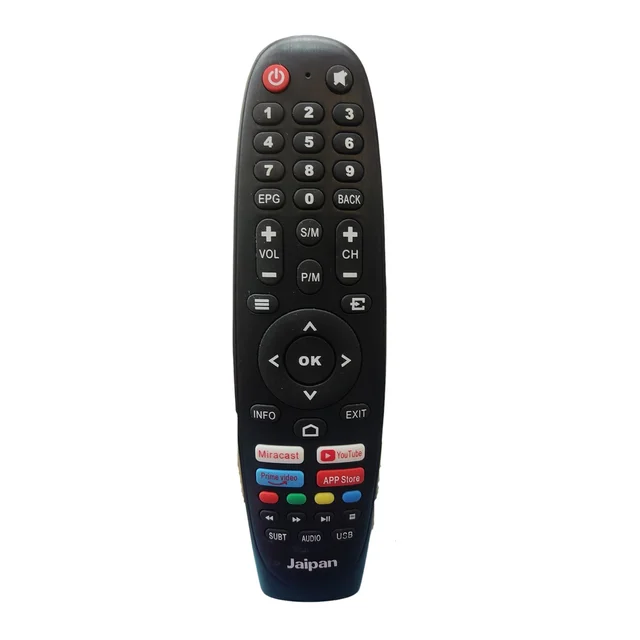 Jaipan Remote TV with Miracast, YouTube, Prime Video| Compatible Remote for Jaipan TV 32", 43" (Black)