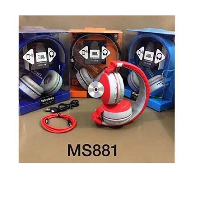 Vev VEV JBL MS-881A Wireless Headphone with Mic | Full Dolby Sound (RED)