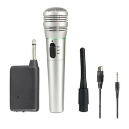Kensonic KX308 Wireless Microphone or Wired Mic Both Options, Handheld Dynamic Mic System Set with Receiver (Silver)