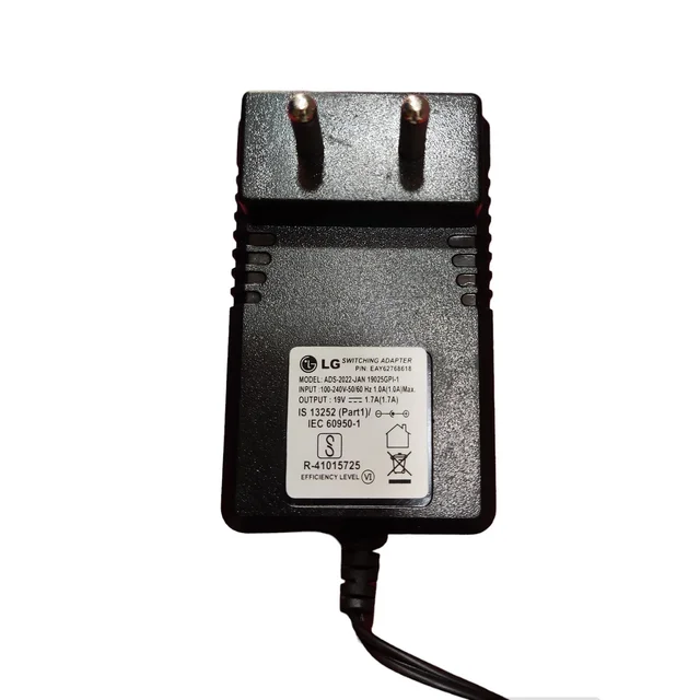 VEV LG 2 Pin Adapter Power Supply 19V 1.7A 32W Compatible for LG & Samsung LED LCD Monitors (Black) - 19V-1.7A
