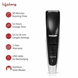 LIFELONG LifeLong (LLPCM19) Beard Trimmer For Men With Quick & Fast Charge 1.5 Hrs | 90 Mins Run-time | Cord & Cordless Use | 20 Length Settings (BLACK)