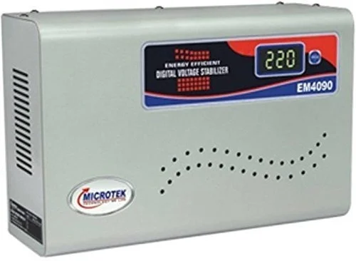 Microtek Pearl EMR4090 Automatic Voltage Stabilizer For AC Up To 1.5 Ton | 90V-300V (White)