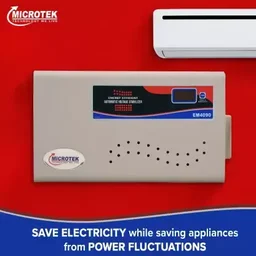 Microtek Pearl EMR4090 Automatic Voltage Stabilizer For AC Up To 1.5 Ton | 90V-300V (White)