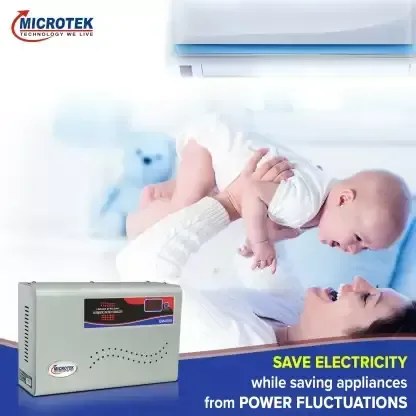 Microtek Pearl EMR4090 Automatic Voltage Stabilizer For AC Up To 1.5 Ton | 90V-300V (White)