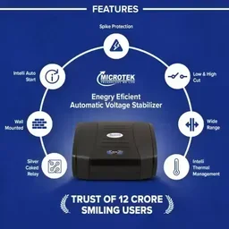Microtek EMT 1390 Energy Efficient Automatic Voltage Stabilizer for LED TV 50", 55", 65" (Black)