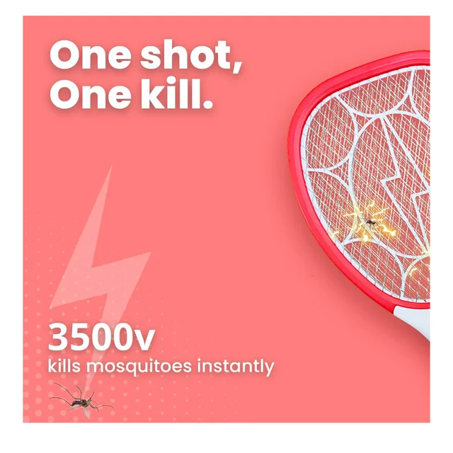 NIPPO GUARD Rechargeable Mosquito Bat | Instantly Kills Mosquitos & Other Small Flying Insects (Red)