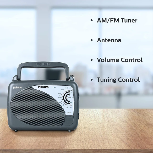 Philips Radio DL167/94 with MW/SW/FM Bands Bahadur (Grey)