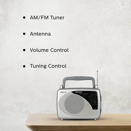 Philips Radio Trishul RL118/94 with MW/SW/FM Bands, 200mW RMS sound output, Built in Rechargeable Battery (Sliver)