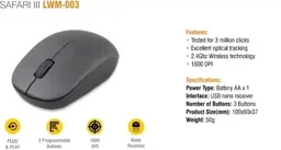 Lapcare LAPCARE SAFARI III LWM-003 Wireless Optical Mouse 2.4GHz (Black)