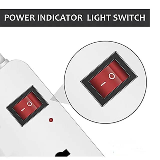 Shreyam SE-178 4 Way Extension | Switch With Indicator | 5 Meter Length (White)