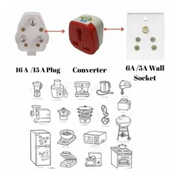 Shreyam SE 164 Universal Conversion Plug 3 PIN| 5-15 Amp Converter | 1 PC (White & Red)