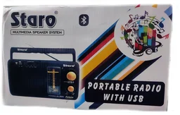 Staro Portable Radio With USB | MW/SW/FM | Inbuilt 4.5 Battery (Black)