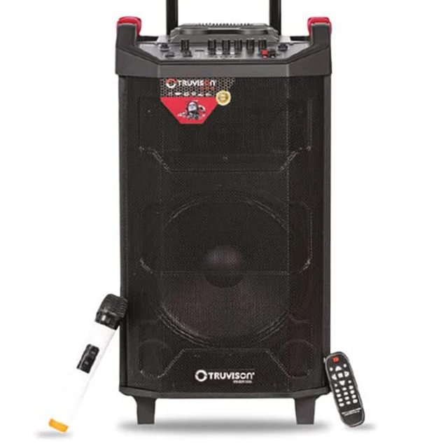 Truvison DJ-SOUNDBANK Black Beauty Wooden Karaoke Party Speaker Portable Multimedia Bluetooth, USB, SD, TF, AUX, P.A. System, 6 Hour Battery Backup (Black)