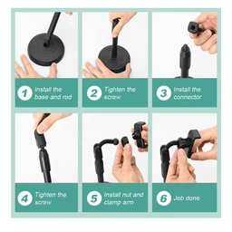 Universal Mobile Stand for Table with Adjustable Height | 360 Degree Rotation Mobile Holder for Table & Bed Compatible with All Smartphones (Black)