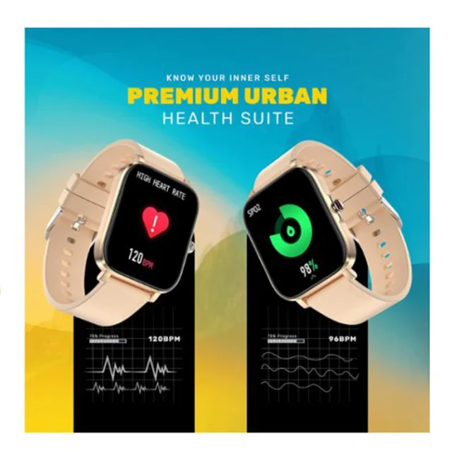 Urban Fit M | 1.7" Bright Display | 500 Nits | 60 Sports Mode | IPX68 Resistance Smartwatch (Gold)