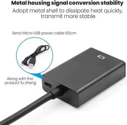 LAPCARE Lapcare VGA to HDMI Converter With Audio | VGA Male to HDMI Female with 3.5MM Audio Jack (BLACK)