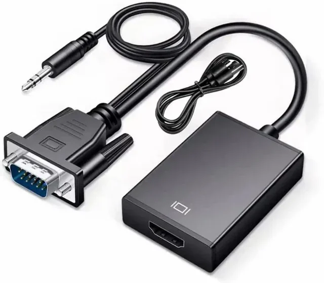 LAPCARE Lapcare VGA to HDMI Converter With Audio | VGA Male to HDMI Female with 3.5MM Audio Jack (BLACK)