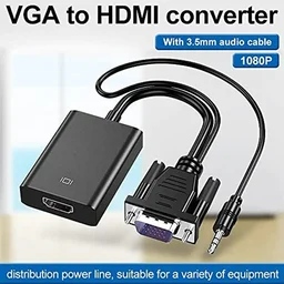 LAPCARE Lapcare VGA to HDMI Converter With Audio | VGA Male to HDMI Female with 3.5MM Audio Jack (BLACK)