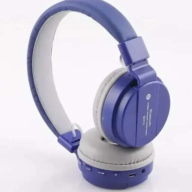 VEV SH-12 Wireless Bluetooth Headphones On Ear, Lightweight & Foldable.SD Card,TF, AUX, Supported (Red) - Blue