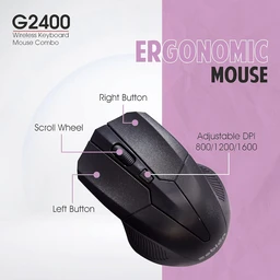 ZEBION G2400 Wireless Keyboard Mouse Combo with Nano Receiver, Slim, Elegant and Ergonomic chiclet Design, Tested with Over 1 Million keystrokes and clicks (Black)