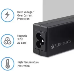 Zebronics Zeb- LA551719065L 65W Laptop Adapter 5.5x1.7mm Connector (Black)