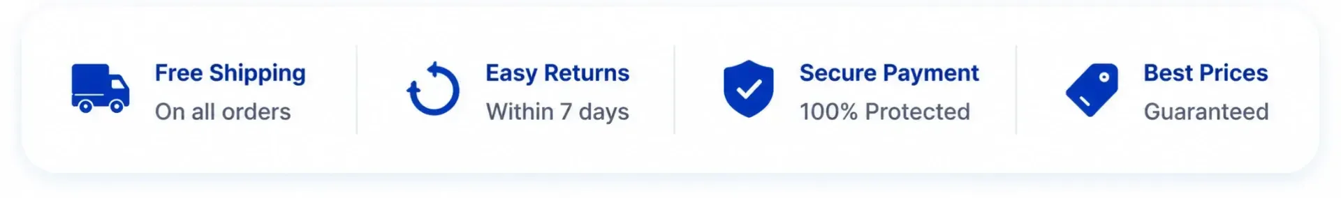 Instaecart trust banner showcasing 100% original products, easy returns, secure payments, fast delivery, premium quality standards, and 24/7 customer support.