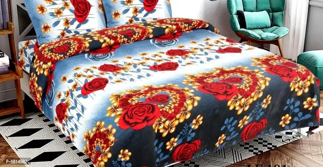 3D Printed Bedsheet Set With 2 Pillow Cover