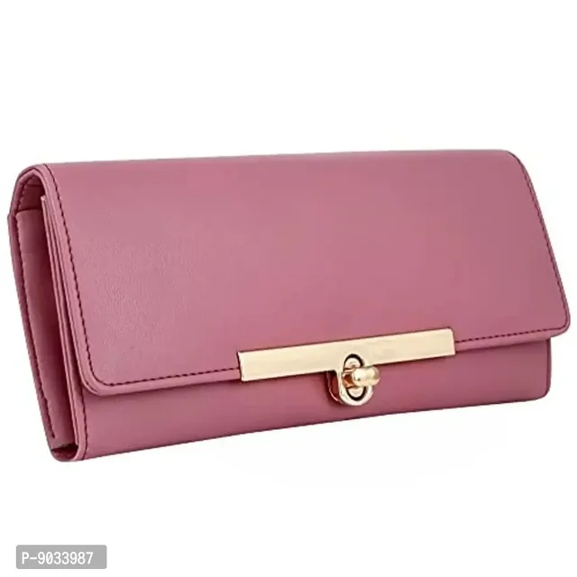 ALSU Women's Peach Hand Clutch Wallet Purse_LDU-012pch