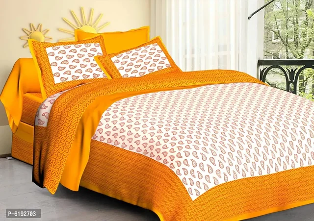 Beautiful Cotton Printed Bedsheet Set With Two Pillow Covers