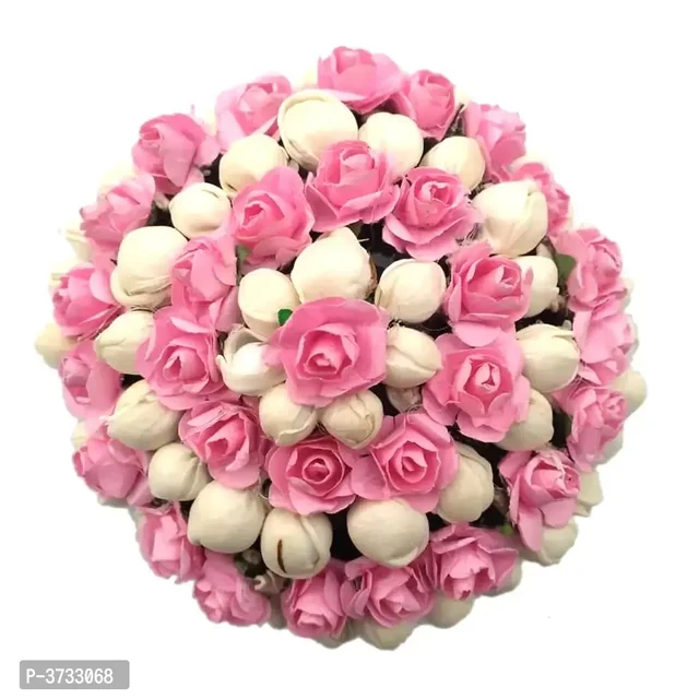 Beautiful Hair Extension Pink Flower Gajra Bun Maker