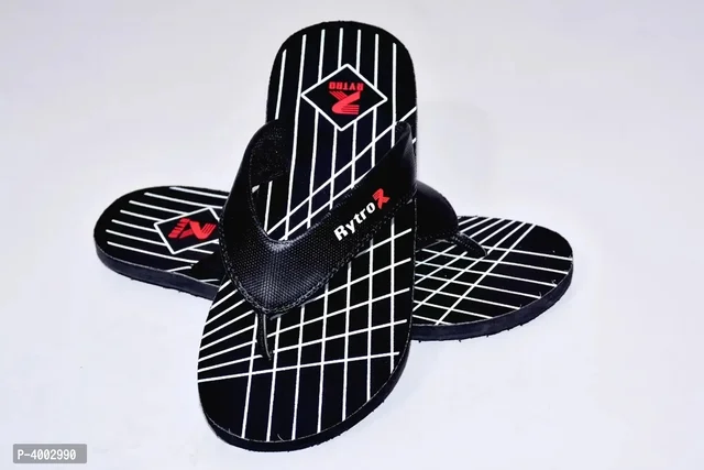 Comfortable Black Synthetic Slipper For Men