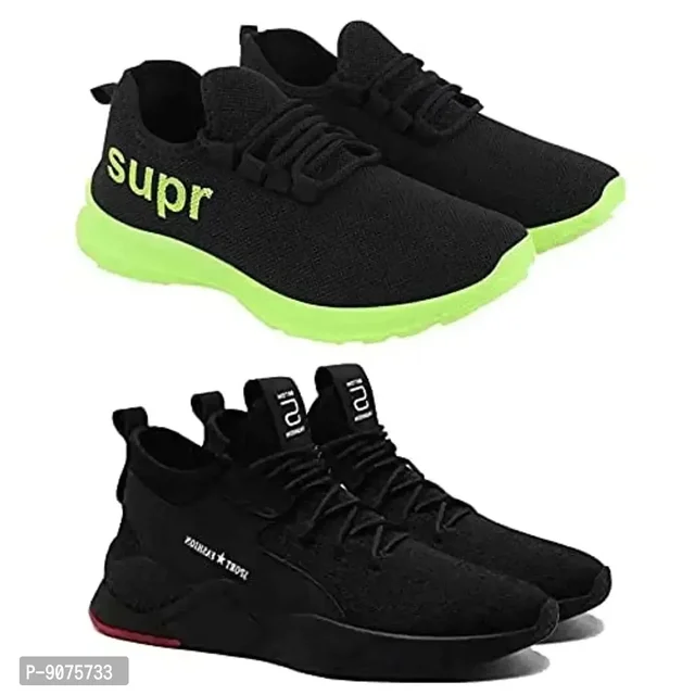 DEFLOW Cogs Combo Pack of 2 Multicolor New Lastes Casual Sports Running Shoes for Men