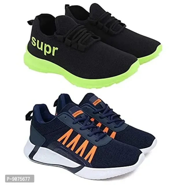 DEFLOW Combo Pack of 2 Multicolor Casual Sports Running Shoes for Men's (Combo-(2))