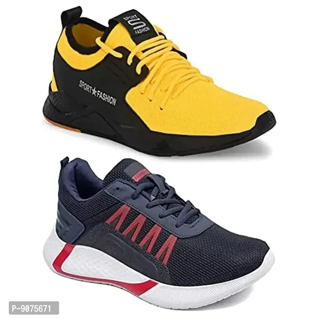 DEFLOW Combo Pack of 2 Multicolor Casual Sports Running Shoes for Men (Combo-(2)