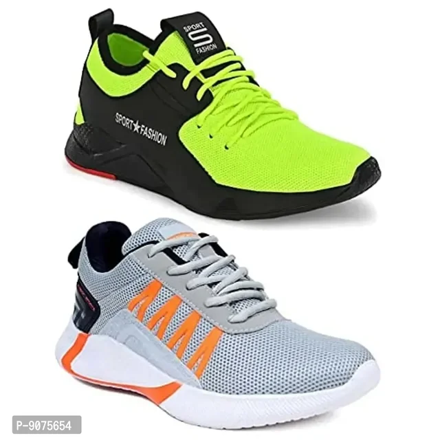 DEFLOW Combo Pack of 2 Multicolor Casual Sports Running Shoes for Men (Combo-(2)