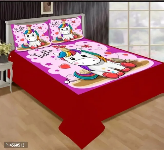 Designer Velvet Kids Bedsheet Set with 2 Pillowcover