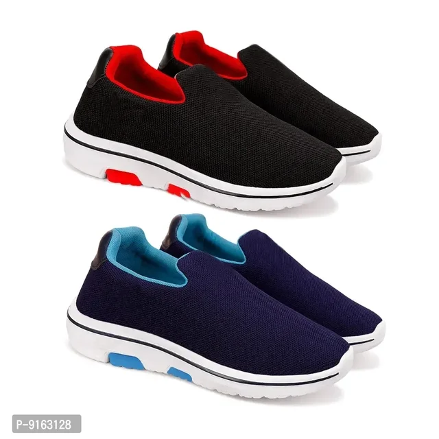 Elegant Canvas Self Design Sports Running Shoes For Men- Pack Of 2