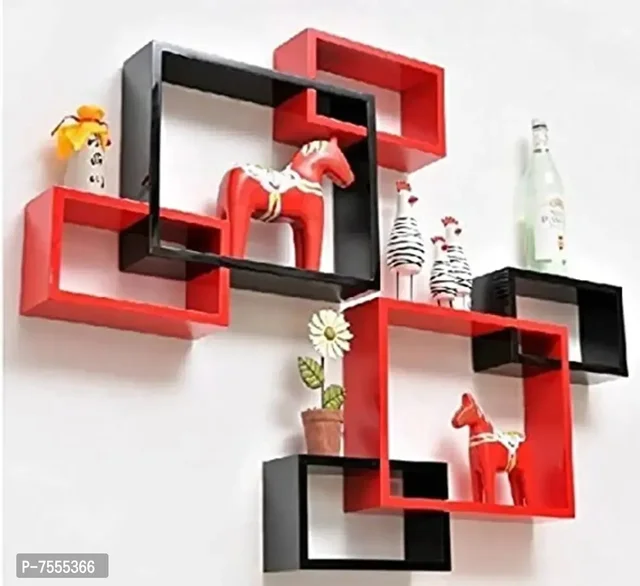 Engineered Wood Glossy Wall Mount Floating Hanging Shelf for Room Wall and Home Decor Items and Storage Organizers