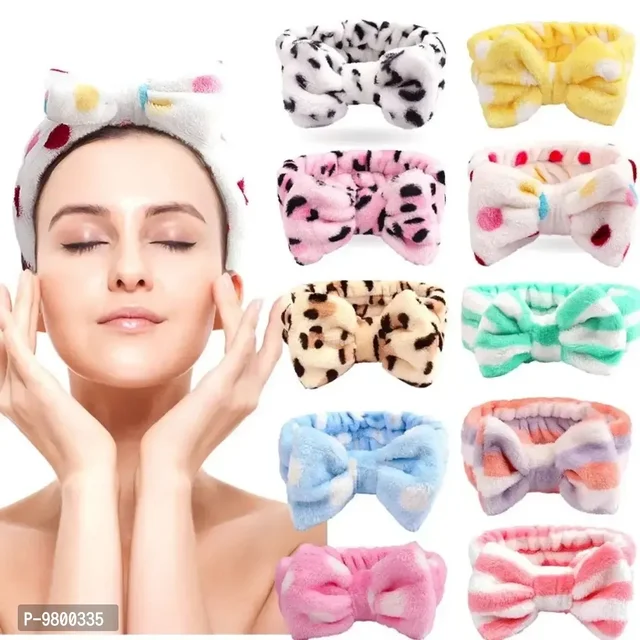 Facial Spa Makeup Cleansing Cute Bow Velvet Elastic
