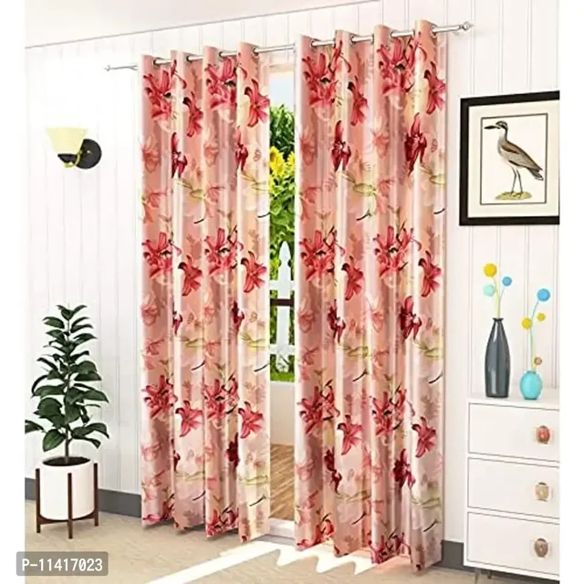 Femfairy? 2 Piece Premium Polyester Floral Door Curtain 7 Feet for Doo