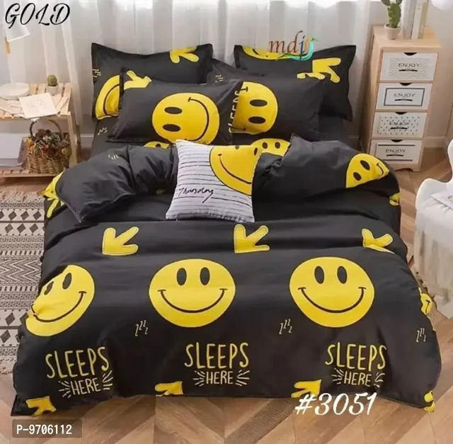 Glace cotton 1 Double Bed Bedsheet Set With 2 Pillow Cover