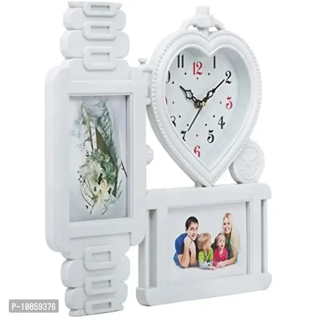"Harbour Analog Wall Clock with Photo Frames – Decorative Clock for Home & Living Room (34.5 x 34.5 cm)