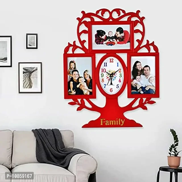 Harbour Analog Wall Clock with Photo Frames – Decorative Clock for Home & Living Room (29 x 40 cm)