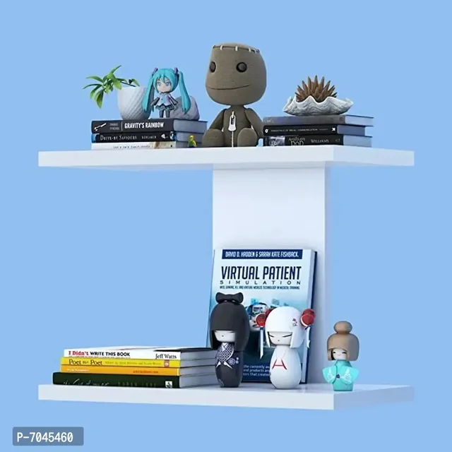 I SHAPE Wooden Wall Shelf - Floating Storage Rack for Living Room