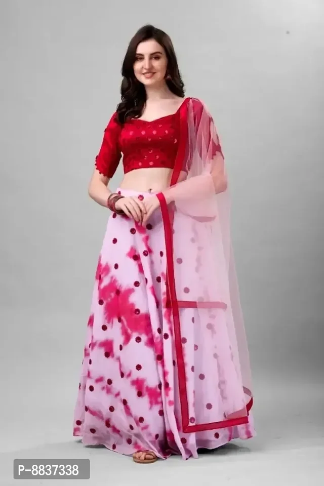 Latest Designer Georgette Embroidery Sequence Work White Lehenga Choli