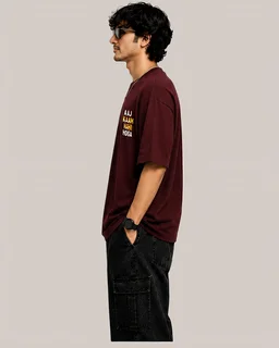 Mordencraze Aaj Kaam Nahi Hoga Printed Oversized Cotton T-Shirt for Men
