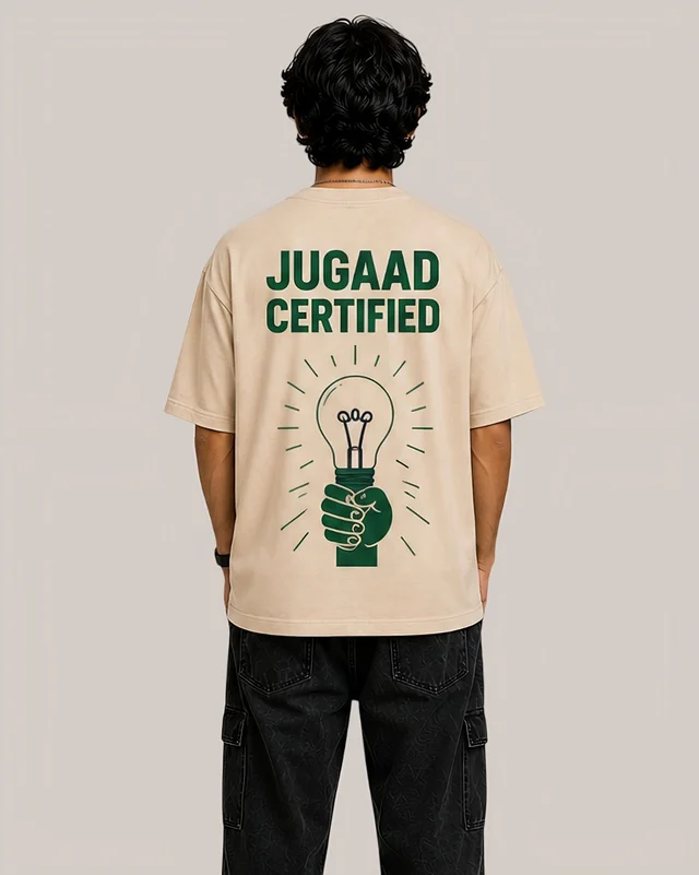 Mordencraze Jugaad Certified Printed Oversized Cotton T-Shirt for Men