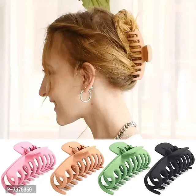 Multicolor Matte Finished Large Plastic Hair Clutcher for